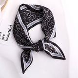 Sweet Love Print Women Small Silk Scarf Handle Bag Ribbons Female Head Scarves Sharp angle Green  90*10cm daiiibabyyy