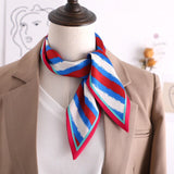 Sweet Love Print Women Small Silk Scarf Handle Bag Ribbons Female Head Scarves Sharp angle Green  90*10cm daiiibabyyy