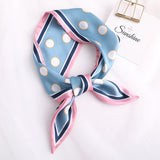 Sweet Love Print Women Small Silk Scarf Handle Bag Ribbons Female Head Scarves Sharp angle Green  90*10cm daiiibabyyy