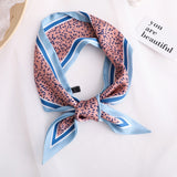 Sweet Love Print Women Small Silk Scarf Handle Bag Ribbons Female Head Scarves Sharp angle Green  90*10cm daiiibabyyy