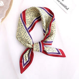 Sweet Love Print Women Small Silk Scarf Handle Bag Ribbons Female Head Scarves Sharp angle Green  90*10cm daiiibabyyy