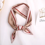Sweet Love Print Women Small Silk Scarf Handle Bag Ribbons Female Head Scarves Sharp angle Green  90*10cm daiiibabyyy