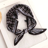Sweet Love Print Women Small Silk Scarf Handle Bag Ribbons Female Head Scarves Sharp angle Green  90*10cm daiiibabyyy