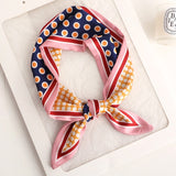 Sweet Love Print Women Small Silk Scarf Handle Bag Ribbons Female Head Scarves Sharp angle Green  90*10cm daiiibabyyy