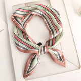Sweet Love Print Women Small Silk Scarf Handle Bag Ribbons Female Head Scarves Sharp angle Green  90*10cm daiiibabyyy