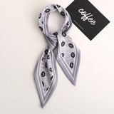 Sweet Love Print Women Small Silk Scarf Handle Bag Ribbons Female Head Scarves Sharp angle Green  90*10cm daiiibabyyy