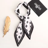 Sweet Love Print Women Small Silk Scarf Handle Bag Ribbons Female Head Scarves Sharp angle Green  90*10cm daiiibabyyy