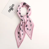 Sweet Love Print Women Small Silk Scarf Handle Bag Ribbons Female Head Scarves Sharp angle Green  90*10cm daiiibabyyy
