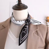 Sweet Love Print Women Small Silk Scarf Handle Bag Ribbons Female Head Scarves Sharp angle Green  90*10cm daiiibabyyy