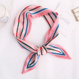 Sweet Love Print Women Small Silk Scarf Handle Bag Ribbons Female Head Scarves Sharp angle Green  90*10cm daiiibabyyy