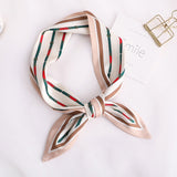 Sweet Love Print Women Small Silk Scarf Handle Bag Ribbons Female Head Scarves Sharp angle Green  90*10cm daiiibabyyy