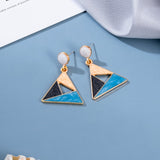 Korean Blue Geometric Acrylic Resin Drop Earrings for Women Statement Round Square Dangle Earrings  Fashion Brincos Jewelry daiiibabyyy