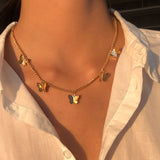 Vintage Multilayer Pendant Butterfly Necklace for Women Butterflies Moon Star Charm Choker Necklaces Boho Fashion  Jewelry Gift daiiibabyyy