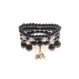 Retro Style 4 Pcs/Lot Bracelet Set  Color Natural Stone Beaded Resin Pendant Chain Decoration Pulseras Jewelry For Girls Schmuck daiiibabyyy