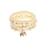 Retro Style 4 Pcs/Lot Bracelet Set  Color Natural Stone Beaded Resin Pendant Chain Decoration Pulseras Jewelry For Girls Schmuck daiiibabyyy