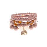 Retro Style 4 Pcs/Lot Bracelet Set  Color Natural Stone Beaded Resin Pendant Chain Decoration Pulseras Jewelry For Girls Schmuck daiiibabyyy