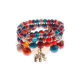 Retro Style 4 Pcs/Lot Bracelet Set  Color Natural Stone Beaded Resin Pendant Chain Decoration Pulseras Jewelry For Girls Schmuck daiiibabyyy