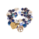 Retro Style 4 Pcs/Lot Bracelet Set  Color Natural Stone Beaded Resin Pendant Chain Decoration Pulseras Jewelry For Girls Schmuck daiiibabyyy