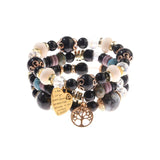 Retro Style 4 Pcs/Lot Bracelet Set  Color Natural Stone Beaded Resin Pendant Chain Decoration Pulseras Jewelry For Girls Schmuck daiiibabyyy