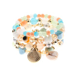 Retro Style 4 Pcs/Lot Bracelet Set  Color Natural Stone Beaded Resin Pendant Chain Decoration Pulseras Jewelry For Girls Schmuck daiiibabyyy
