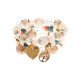 Retro Style 4 Pcs/Lot Bracelet Set  Color Natural Stone Beaded Resin Pendant Chain Decoration Pulseras Jewelry For Girls Schmuck daiiibabyyy