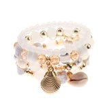 Retro Style 4 Pcs/Lot Bracelet Set  Color Natural Stone Beaded Resin Pendant Chain Decoration Pulseras Jewelry For Girls Schmuck daiiibabyyy