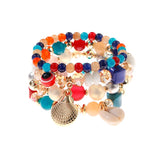 Retro Style 4 Pcs/Lot Bracelet Set  Color Natural Stone Beaded Resin Pendant Chain Decoration Pulseras Jewelry For Girls Schmuck daiiibabyyy
