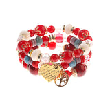 Retro Style 4 Pcs/Lot Bracelet Set  Color Natural Stone Beaded Resin Pendant Chain Decoration Pulseras Jewelry For Girls Schmuck daiiibabyyy