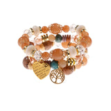 Retro Style 4 Pcs/Lot Bracelet Set  Color Natural Stone Beaded Resin Pendant Chain Decoration Pulseras Jewelry For Girls Schmuck daiiibabyyy