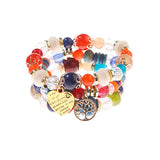 Retro Style 4 Pcs/Lot Bracelet Set  Color Natural Stone Beaded Resin Pendant Chain Decoration Pulseras Jewelry For Girls Schmuck daiiibabyyy