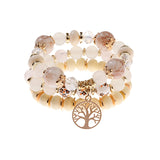 Retro Style 4 Pcs/Lot Bracelet Set  Color Natural Stone Beaded Resin Pendant Chain Decoration Pulseras Jewelry For Girls Schmuck daiiibabyyy