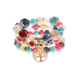 Retro Style 4 Pcs/Lot Bracelet Set  Color Natural Stone Beaded Resin Pendant Chain Decoration Pulseras Jewelry For Girls Schmuck daiiibabyyy