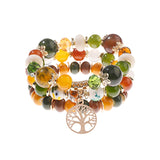 Retro Style 4 Pcs/Lot Bracelet Set  Color Natural Stone Beaded Resin Pendant Chain Decoration Pulseras Jewelry For Girls Schmuck daiiibabyyy