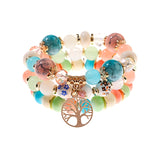 Retro Style 4 Pcs/Lot Bracelet Set  Color Natural Stone Beaded Resin Pendant Chain Decoration Pulseras Jewelry For Girls Schmuck daiiibabyyy