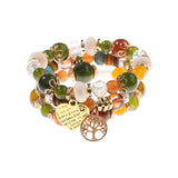Retro Style 4 Pcs/Lot Bracelet Set  Color Natural Stone Beaded Resin Pendant Chain Decoration Pulseras Jewelry For Girls Schmuck daiiibabyyy