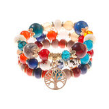 Retro Style 4 Pcs/Lot Bracelet Set  Color Natural Stone Beaded Resin Pendant Chain Decoration Pulseras Jewelry For Girls Schmuck daiiibabyyy