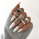 Aprilwell 6 PCs Gothic Silver Color Ring Set For Women Aesthetic 2021 Costume Retro Jewelry Anxiety Chunky Gadgets Free Shipping daiiibabyyy