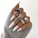Aprilwell 6 PCs Gothic Silver Color Ring Set For Women Aesthetic 2021 Costume Retro Jewelry Anxiety Chunky Gadgets Free Shipping daiiibabyyy