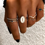 8pcs/sets Bohemian Geometric Rings Sets Clear Crystal Stone Gold Chain Opening Rings For Women Jewelry Accessories Gifts daiiibabyyy