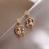 2021 New Cute Animal Stud Earrings for Women Temperament Horse Kitten Owl Pearl Rhinestone Earring Girls Birthday Party Jewelry daiiibabyyy