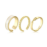 Boho Gold Silver Color Pearl Rings Set For Women Fashion Geometric Twist Hollow Open Ring Joint Finger Rings Charm Jewelry daiiibabyyy