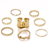 Boho Gold Silver Color Pearl Rings Set For Women Fashion Geometric Twist Hollow Open Ring Joint Finger Rings Charm Jewelry daiiibabyyy