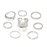 Boho Gold Silver Color Pearl Rings Set For Women Fashion Geometric Twist Hollow Open Ring Joint Finger Rings Charm Jewelry daiiibabyyy