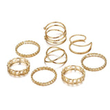 Boho Gold Silver Color Pearl Rings Set For Women Fashion Geometric Twist Hollow Open Ring Joint Finger Rings Charm Jewelry daiiibabyyy