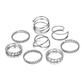 Boho Gold Silver Color Pearl Rings Set For Women Fashion Geometric Twist Hollow Open Ring Joint Finger Rings Charm Jewelry daiiibabyyy