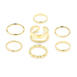 Boho Gold Silver Color Pearl Rings Set For Women Fashion Geometric Twist Hollow Open Ring Joint Finger Rings Charm Jewelry daiiibabyyy