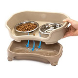 Dog Bowl Splash-proof Leak Double Bowls With Large Capacity Elevated Raised Pet Food And Water Feeders Stainless Steel Cat Bowl