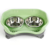 Dog Bowl Splash-proof Leak Double Bowls With Large Capacity Elevated Raised Pet Food And Water Feeders Stainless Steel Cat Bowl daiiibabyyy