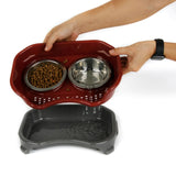 Dog Bowl Splash-proof Leak Double Bowls With Large Capacity Elevated Raised Pet Food And Water Feeders Stainless Steel Cat Bowl daiiibabyyy