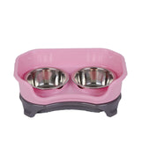Dog Bowl Splash-proof Leak Double Bowls With Large Capacity Elevated Raised Pet Food And Water Feeders Stainless Steel Cat Bowl daiiibabyyy